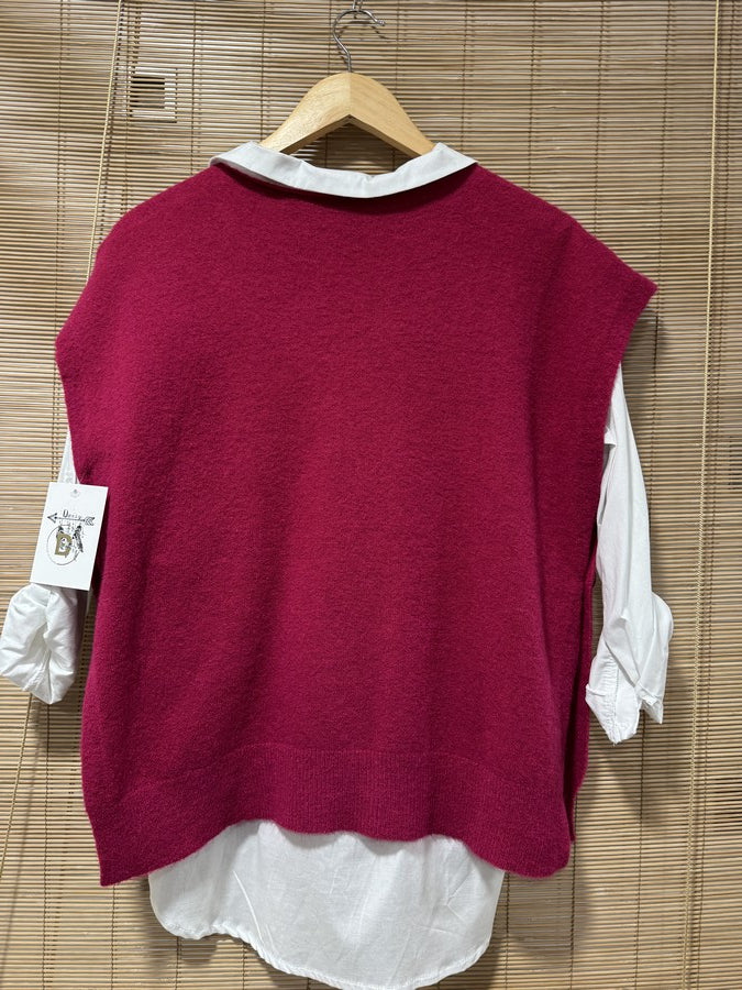 Pull débardeur bordeaux
