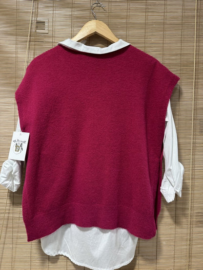 Pull débardeur bordeaux
