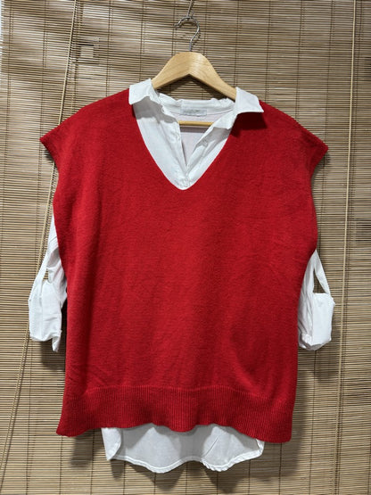 Pull débardeur rouge