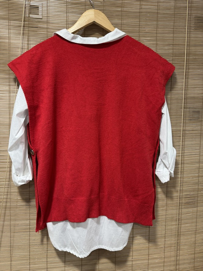 Pull débardeur rouge