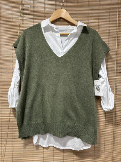 Pull débardeur kaki