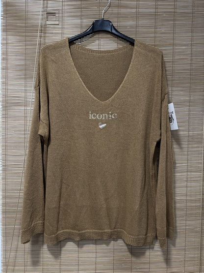 TU - Pull col V Iconic camel