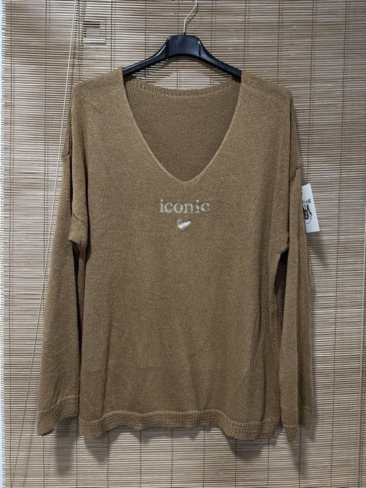 TU - Pull col V Iconic camel