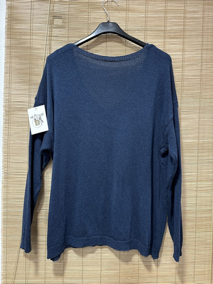 TU - Pull col V Iconic bleu marine