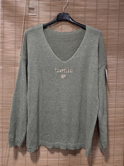 TU - Pull col V Iconic kaki