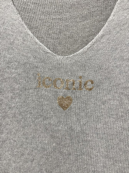 TU - Pull col V Iconic gris