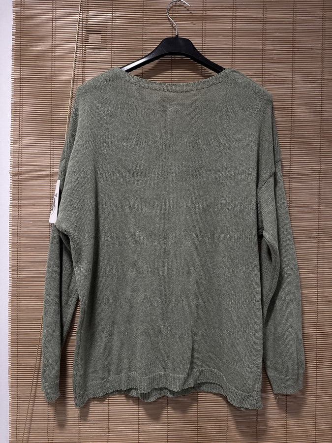 TU - Pull col V Iconic kaki