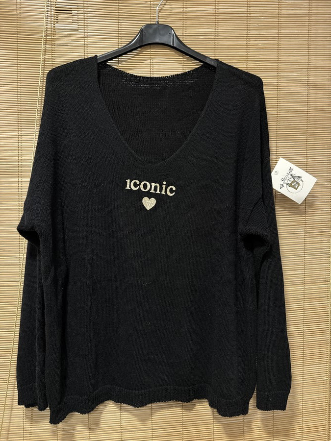 TU - Pull col V Iconic noir