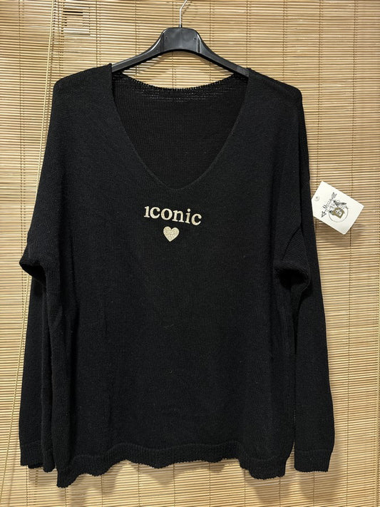 TU - Pull col V Iconic noir