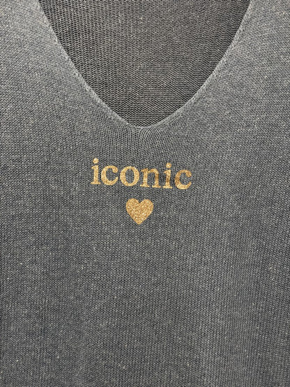 TU - Pull col V Iconic bleu jean