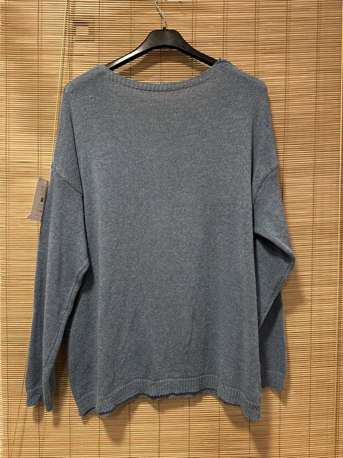 TU - Pull col V Iconic bleu jean