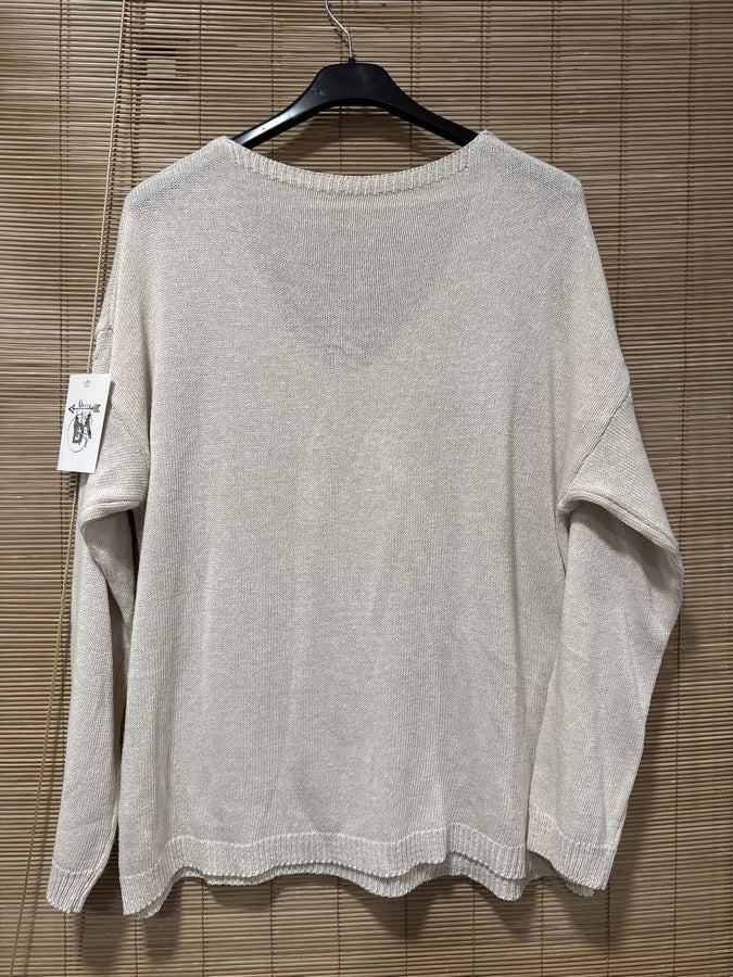 TU - Pull col V J'adore écru