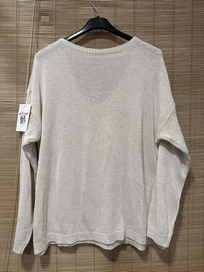 TU - Pull col V J'adore écru