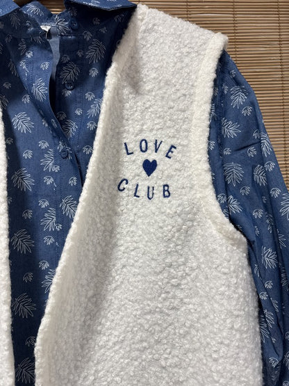 Gilet sans manches offwhite bouclettes bleu roi