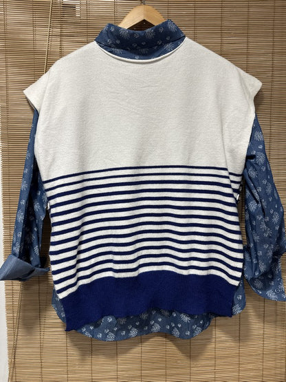 Pull débardeur marinière bleu marine