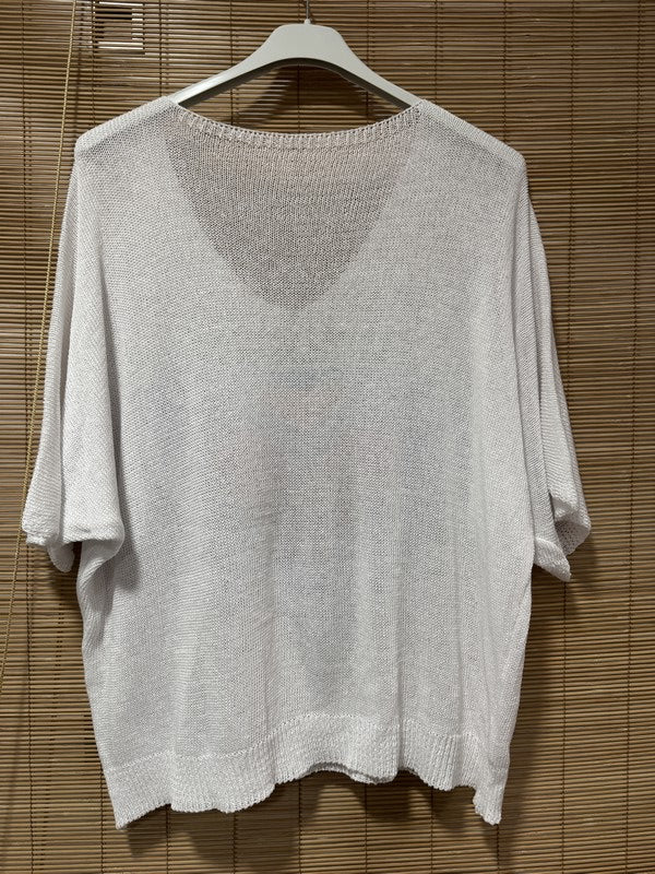 Petit pull fin cœur blanc