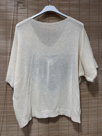 Petit pull fin cœur offwhite