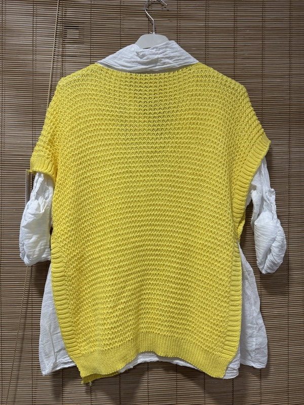 Set chemise et pull débardeur jaune
