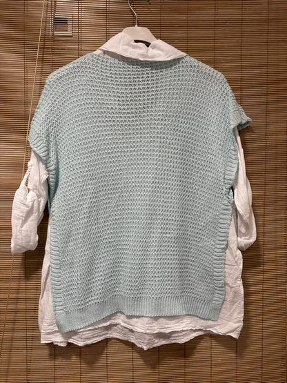 Set chemise et pull débardeur menthe