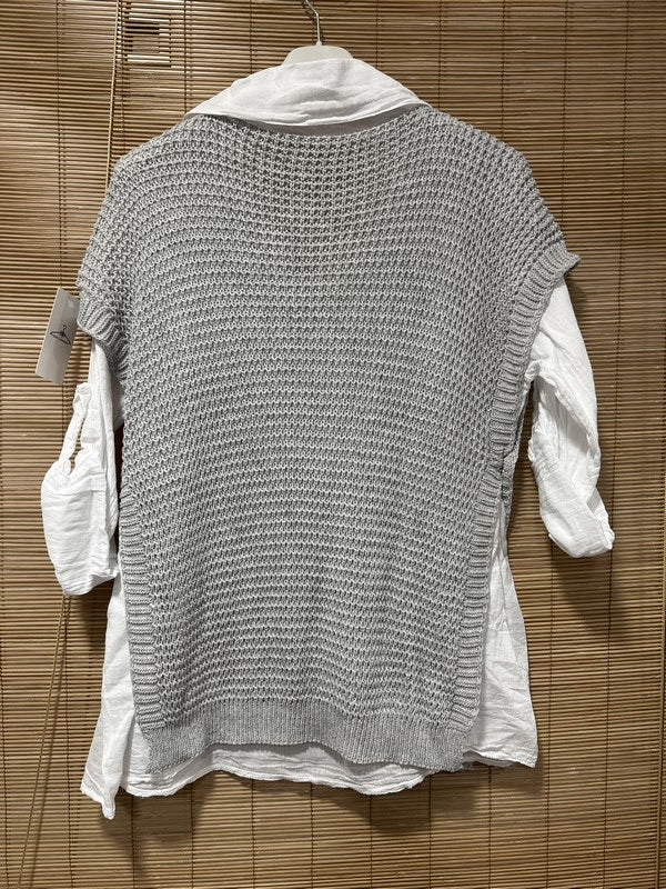 Set chemise et pull débardeur gris