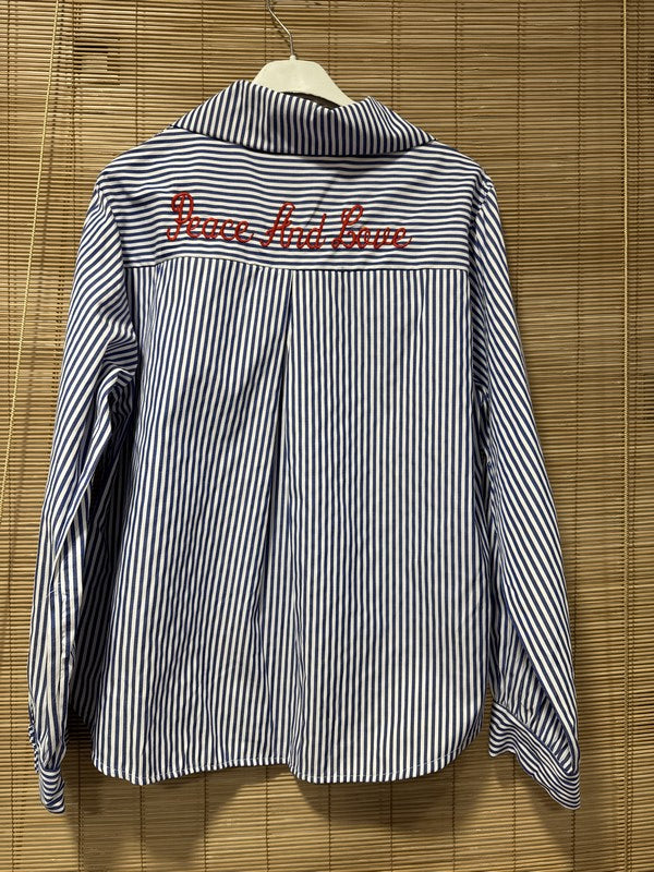 Chemise rayée Peace & Love bleu roi