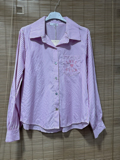 Chemise rayée Love Club rose