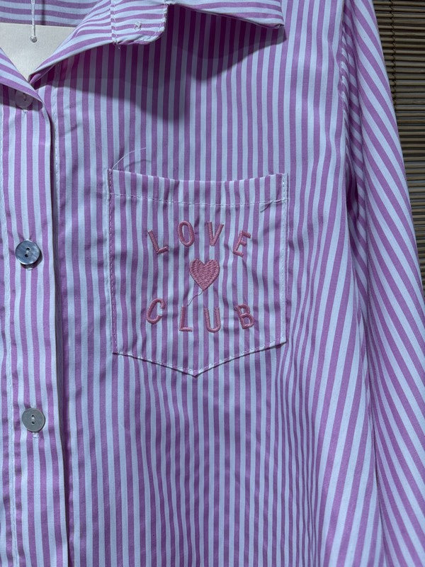 Chemise rayée Love Club rose