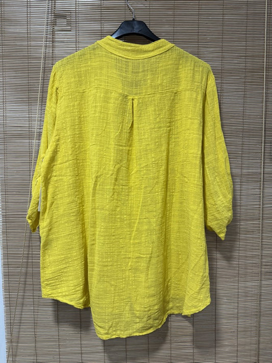Chemise en coton col mao jaune