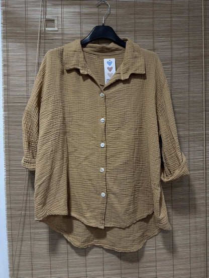 Chemise gaze de coton camel