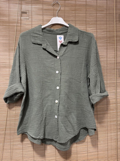 Chemise gaze de coton kaki