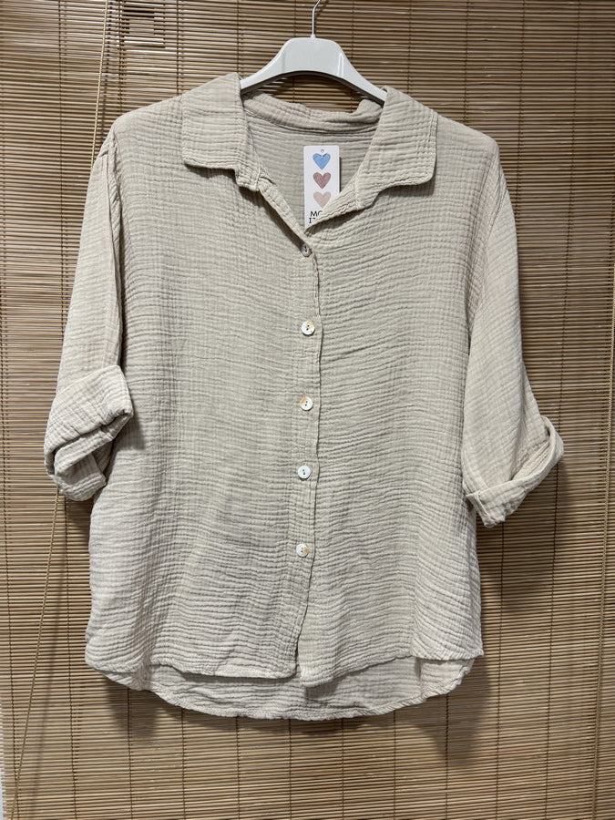 Chemise gaze de coton sable