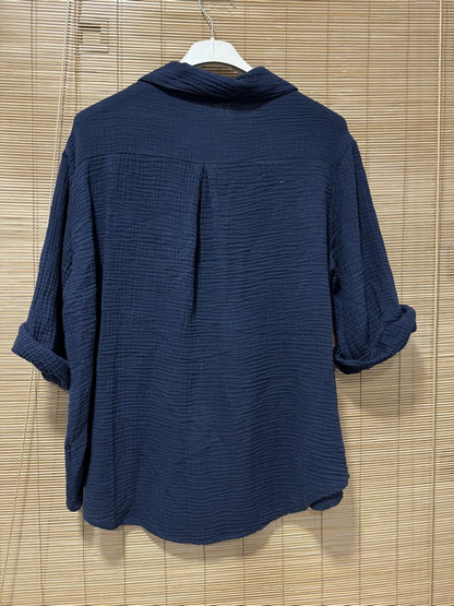 Chemise gaze de coton bleu marine