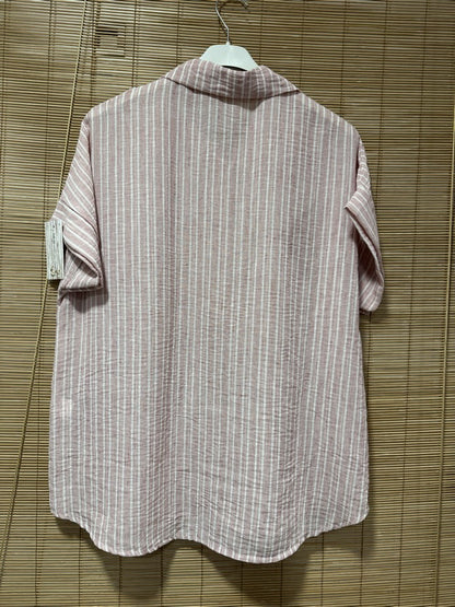 Chemisette manches courtes rayée rose