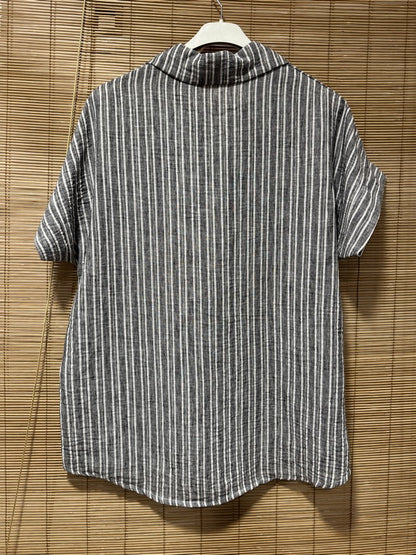 Chemisette manches courtes rayée anthracite