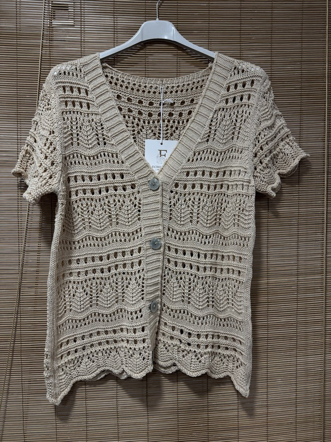 Gilet manches courtes crochet sable