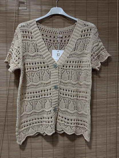 Gilet manches courtes crochet sable