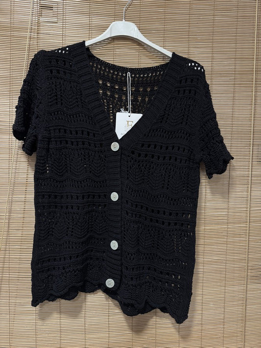 Gilet manches courtes crochet noir