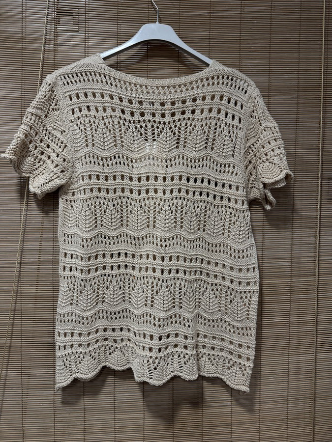 Gilet manches courtes crochet sable