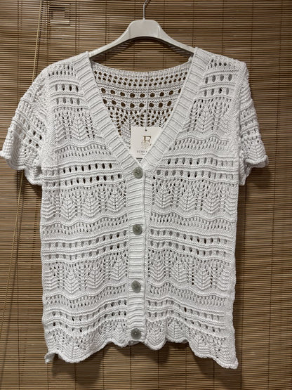 Gilet manches courtes crochet blanc