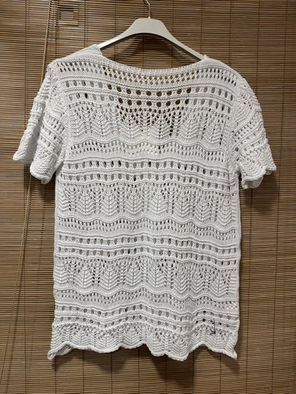 Gilet manches courtes crochet blanc