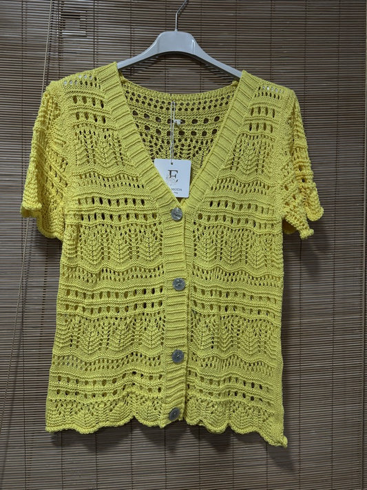 Gilet manches courtes crochet jaune