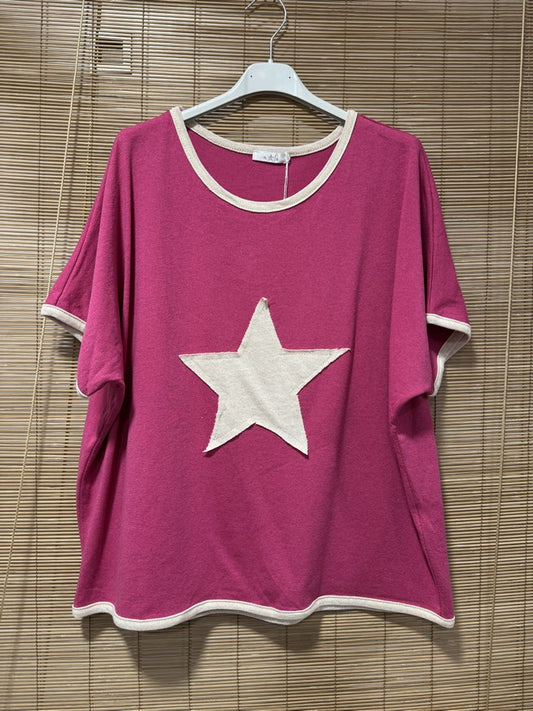 T-shirt étoile fuchsia
