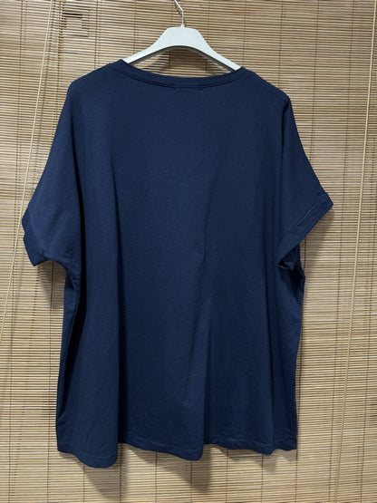 T-shirt col V Mon Amour bleu marine