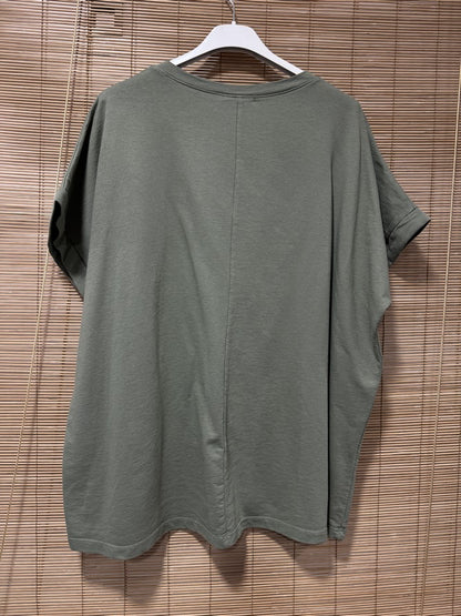 T-shirt col V Mon Amour kaki