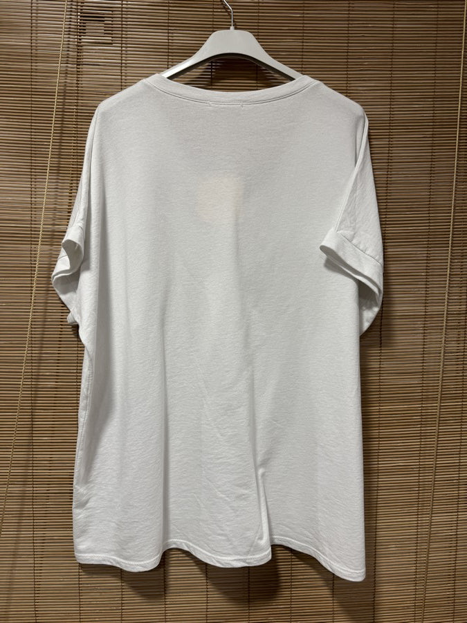 T-shirt col V Mon Amour blanc