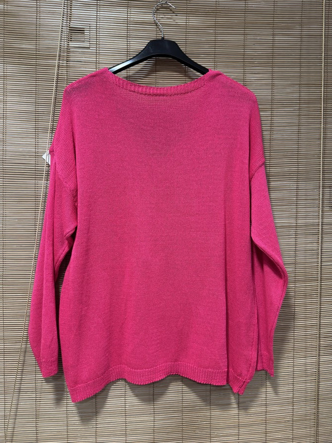 Pull fin Arbre de Vie fuchsia