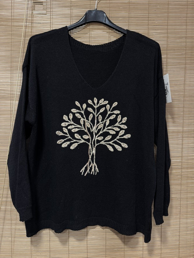Pull fin Arbre de Vie noir