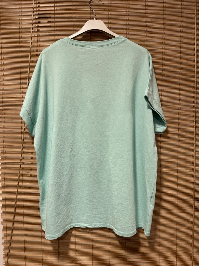 T-shirt col V Mon Amour turquoise