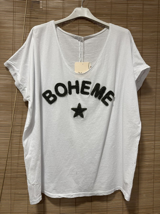 T-shirt blanc BOHEME kaki