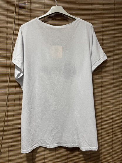 T-shirt blanc POISSON rose
